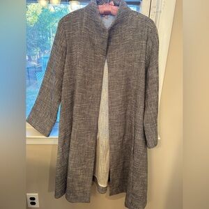 Eileen Fisher Gray Tweed Open-Front Coat